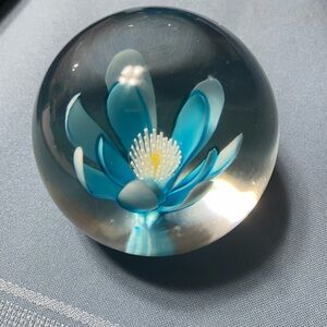 Vintage Murano Flower Globe Sphere Paperweight Millifiori Glass